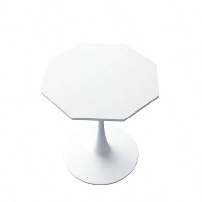 31.50Modern Octagonal Coffee Table with MDF Table Top, Metal Base, Dining Room, Kitchen, Living Room, White