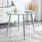 A glass tabletop with a diameter of 38.6 inches and a modern minimalist circular dining table with silver metal. Suitable living rooms, and conference rooms.