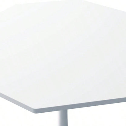 31.50Modern Octagonal Coffee Table with MDF Table Top, Metal Base, Dining Room, Kitchen, Living Room, White