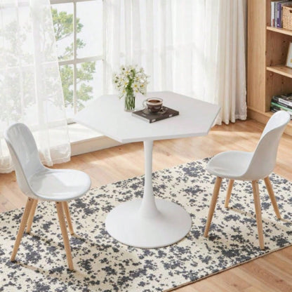 31.50Modern Octagonal Coffee Table with MDF Table Top, Metal Base, Dining Room, Kitchen, Living Room, White