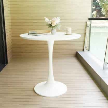 31.5 White Round Dining Table, Tulip Table Kitchen Dining Table 2 - 4 People with MDF Table Top Pedestal Base, Mid - End Table Leisure Coffee Table Office Living Room Table