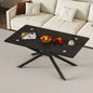 39.37 Rectangular Tempered Glass Coffee Table, Stylish Design with Black Metal, Coffee Table Living Room