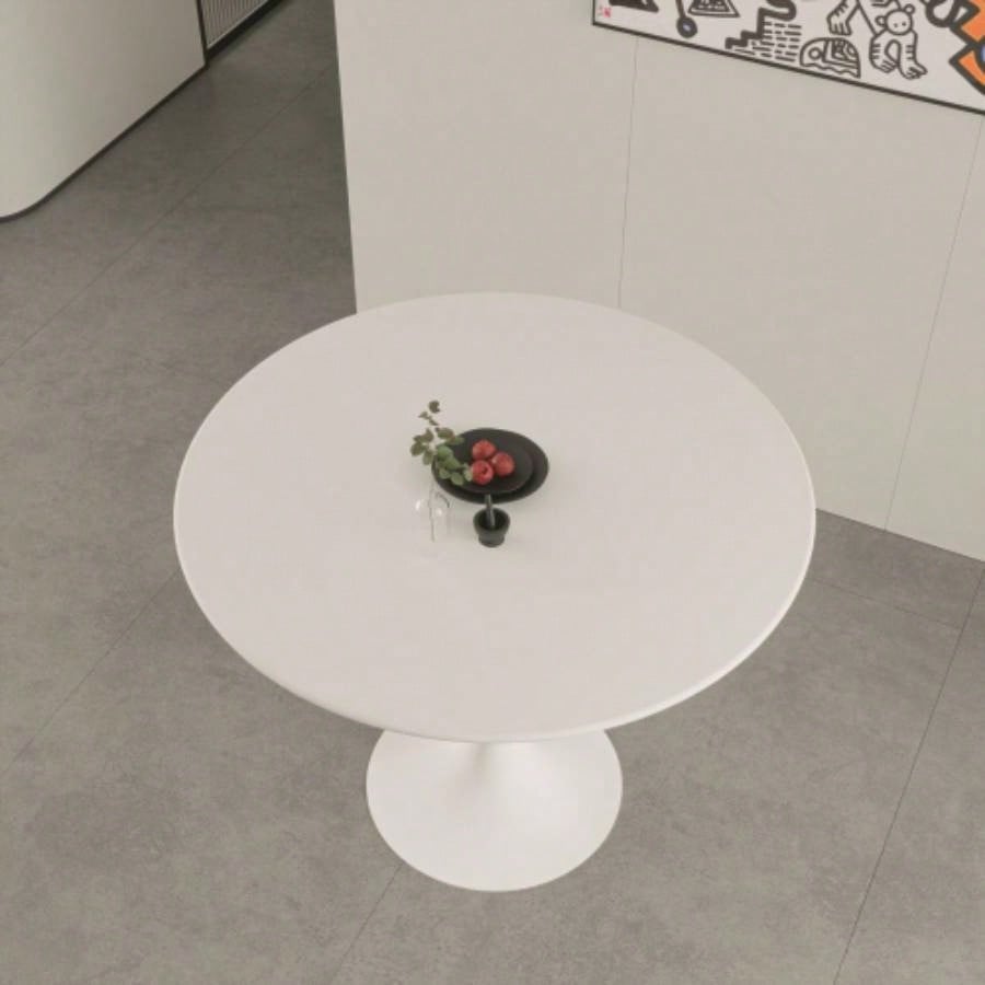 31.5 White Round Dining Table, Tulip Table Kitchen Dining Table 2 - 4 People with MDF Table Top Pedestal Base, Mid - End Table Leisure Coffee Table Office Living Room Table