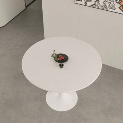 31.5 White Round Dining Table, Tulip Table Kitchen Dining Table 2 - 4 People with MDF Table Top Pedestal Base, Mid - End Table Leisure Coffee Table Office Living Room Table