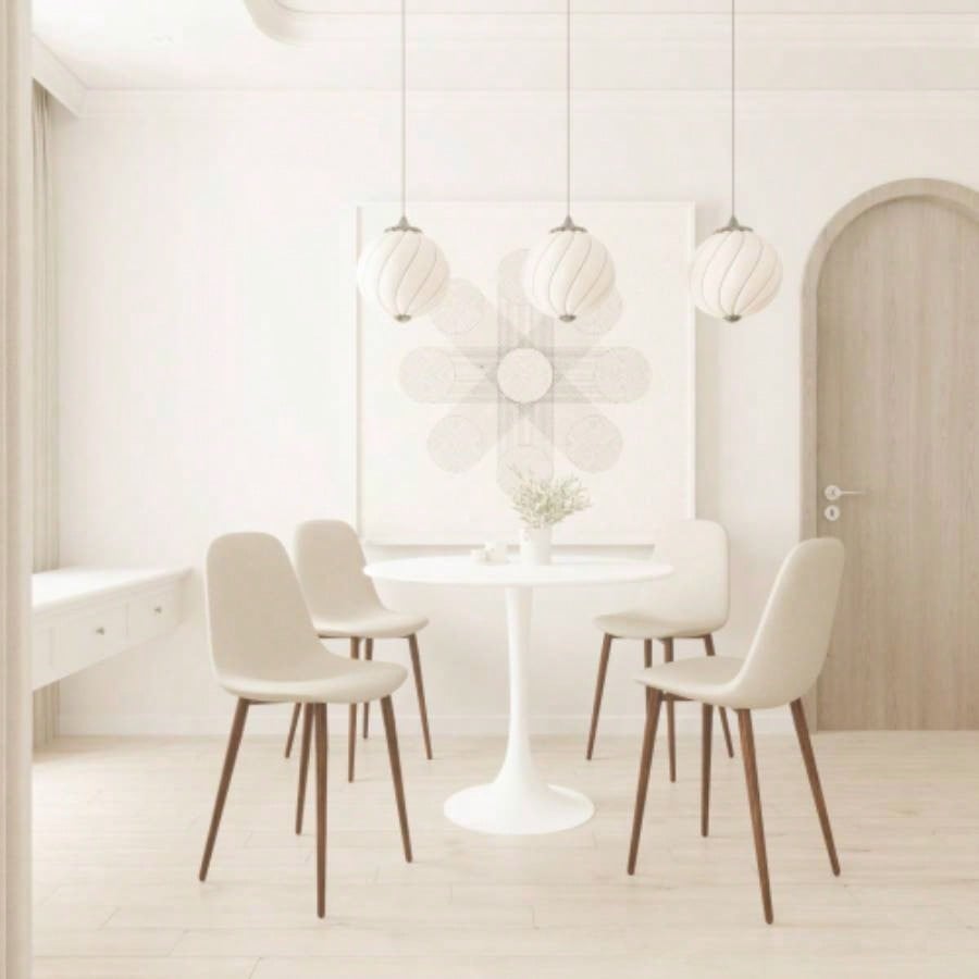 31.5 White Round Dining Table, Tulip Table Kitchen Dining Table 2 - 4 People with MDF Table Top Pedestal Base, Mid - End Table Leisure Coffee Table Office Living Room Table