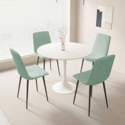 31.5 White Round Dining Table, Tulip Table Kitchen Dining Table 2 - 4 People with MDF Table Top Pedestal Base, Mid - End Table Leisure Coffee Table Office Living Room Table