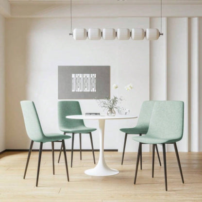 31.5 White Round Dining Table, Tulip Table Kitchen Dining Table 2 - 4 People with MDF Table Top Pedestal Base, Mid - End Table Leisure Coffee Table Office Living Room Table