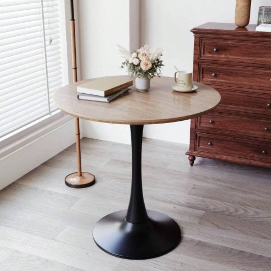 31.5 White Round Dining Table, Tulip Table Kitchen Dining Table 2 - 4 People with MDF Table Top Pedestal Base, Mid - End Table Leisure Coffee Table Office Living Room Table