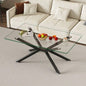 39.37 Rectangular Tempered Glass Coffee Table, Stylish Design with Black Metal, Coffee Table Living Room