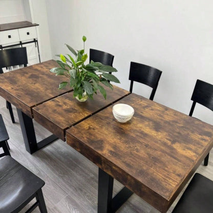 Extendable Dining Room Table 6 8 10, Modern Farmhouse Wooden Kitchen Expanding Table, Long Large Expandable Dining Room Conference Table