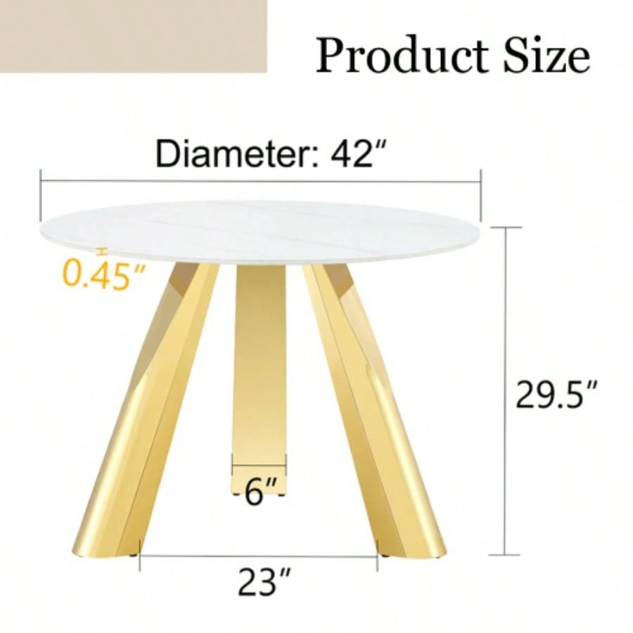 42 Luxury Sintered Stone Table: 0.45 Durable Top+ 6 Steel, 500lb Capacity, Stain/Heat - Resistant White/Gray Veined Surface - Modern Minimalist Design