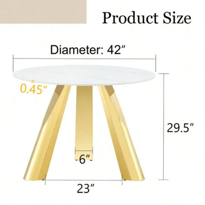 42 Luxury Sintered Stone Table: 0.45 Durable Top+ 6 Steel, 500lb Capacity, Stain/Heat - Resistant White/Gray Veined Surface - Modern Minimalist Design