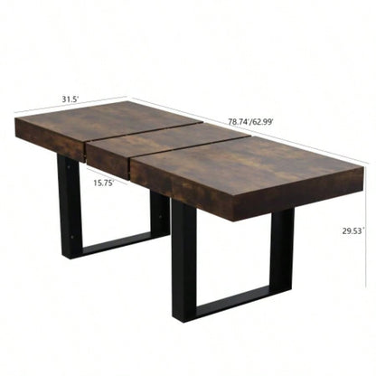 Extendable Dining Room Table 6 8 10, Modern Farmhouse Wooden Kitchen Expanding Table, Long Large Expandable Dining Room Conference Table