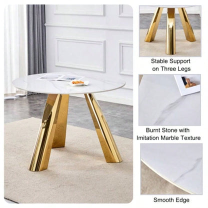 42 Luxury Sintered Stone Table: 0.45 Durable Top+ 6 Steel, 500lb Capacity, Stain/Heat - Resistant White/Gray Veined Surface - Modern Minimalist Design