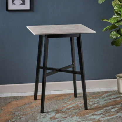Modern Bar Height 42 Dining Table, Rubberwood and Laminate Table Top, Gray, Black