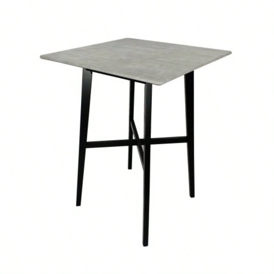 Modern Bar Height 42 Dining Table, Rubberwood and Laminate Table Top, Gray, Black