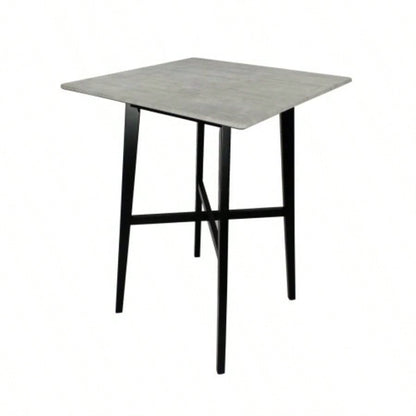 Modern Bar Height 42 Dining Table, Rubberwood and Laminate Table Top, Gray, Black