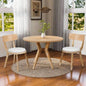 Mid - Modern 39.4 Round Dining Table with Intersecting Wooden, Rubberwood Plywood Construction, Oak Veneer