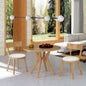 Mid - Modern 39.4 Round Dining Table with Intersecting Wooden, Rubberwood Plywood Construction, Oak Veneer