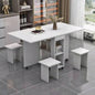 Folding Drop Leaf Dining Table with 6 Wheels and 2 - Layer Storage Shelf, Space Saving Table Small Spaces, 47.2 inch Dx 23.6 inchx 30.3 inch H, White