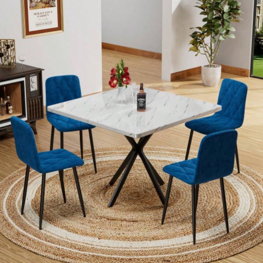 Square Dining Table, Mid Modern Square Dining Table 4 - 6 Person, Coffee Table Kitchen Dining Room, Office, Save Space