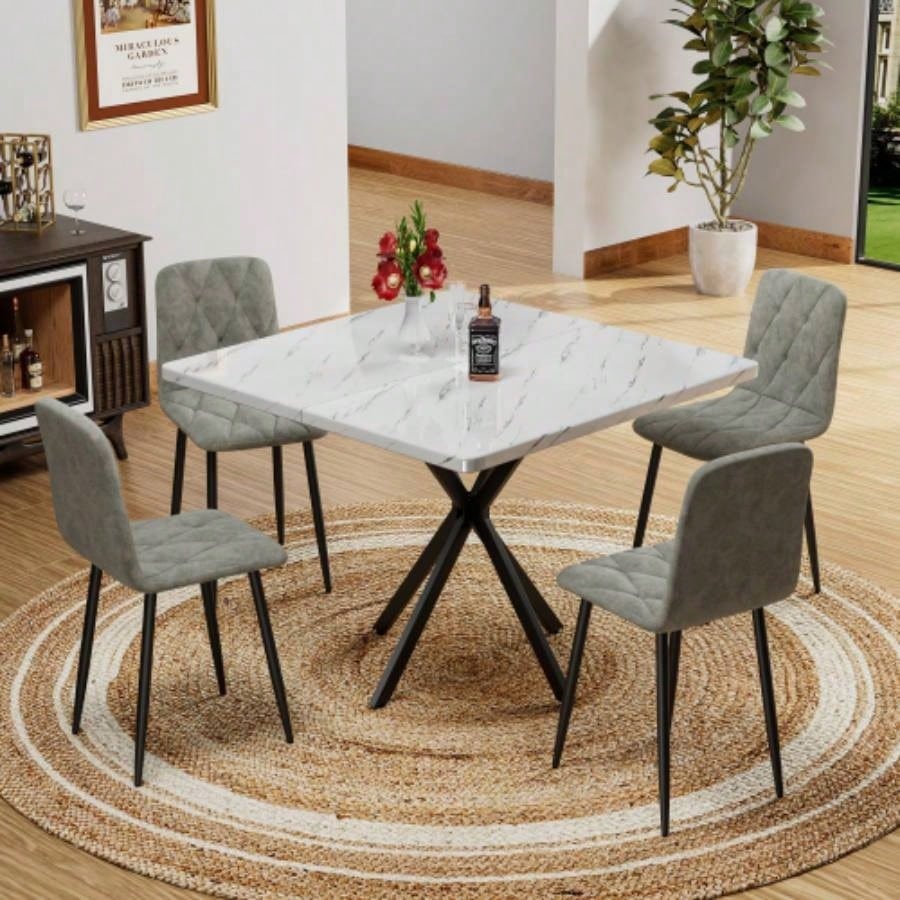 Square Dining Table, Mid Modern Square Dining Table 4 - 6 Person, Coffee Table Kitchen Dining Room, Office, Save Space