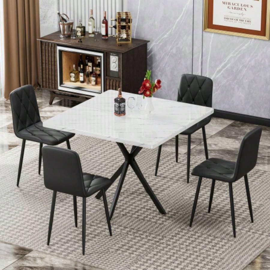 Square Dining Table, Mid Modern Square Dining Table 4 - 6 Person, Coffee Table Kitchen Dining Room, Office, Save Space