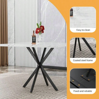 Square Dining Table, Mid Modern Square Dining Table 4 - 6 Person, Coffee Table Kitchen Dining Room, Office, Save Space