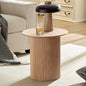 17.71 inch Round Fluted Side Table Circle Small Accent Table Living Room Mid Circle Bedside Table Bedroom Oak