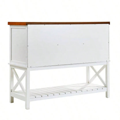 Bar cabinet Console Table with 2 - Door Cabinet 1 Drawers, Coffee Bar, Wine rack, Entryway Table with Storage Shelf, Sofa Tables Buffet Sideboard Kitchen, Hallway, Dining, Living Room, White