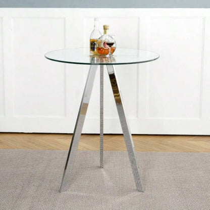 Modern Kitchen Glass dining table ROUND Tempered Glass BAR Table top, BAR Table Metal, electroplated set of 1