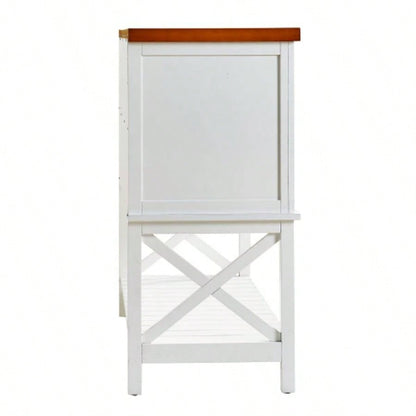 Bar cabinet Console Table with 2 - Door Cabinet 1 Drawers, Coffee Bar, Wine rack, Entryway Table with Storage Shelf, Sofa Tables Buffet Sideboard Kitchen, Hallway, Dining, Living Room, White