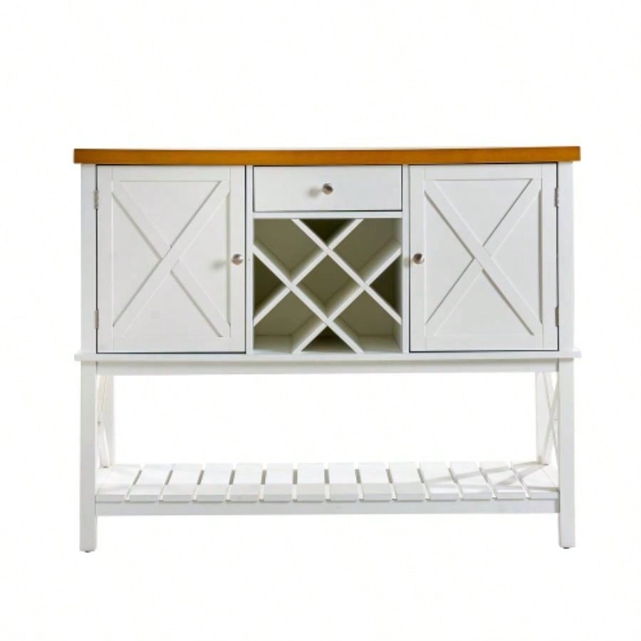 Bar cabinet Console Table with 2 - Door Cabinet 1 Drawers, Coffee Bar, Wine rack, Entryway Table with Storage Shelf, Sofa Tables Buffet Sideboard Kitchen, Hallway, Dining, Living Room, White