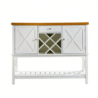 Bar cabinet Console Table with 2 - Door Cabinet 1 Drawers, Coffee Bar, Wine rack, Entryway Table with Storage Shelf, Sofa Tables Buffet Sideboard Kitchen, Hallway, Dining, Living Room, White