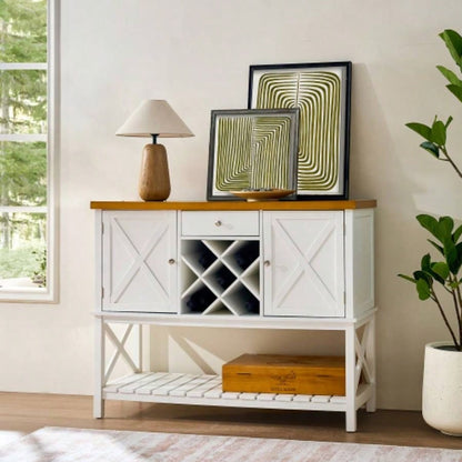 Bar cabinet Console Table with 2 - Door Cabinet 1 Drawers, Coffee Bar, Wine rack, Entryway Table with Storage Shelf, Sofa Tables Buffet Sideboard Kitchen, Hallway, Dining, Living Room, White