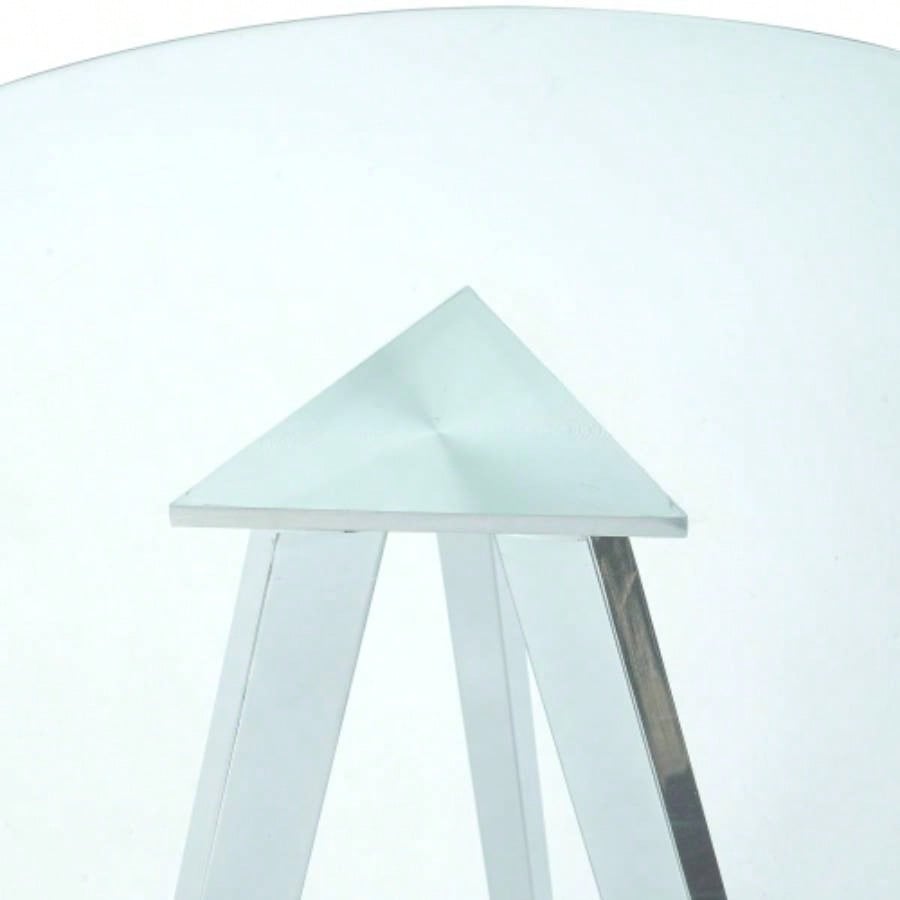 Modern Kitchen Glass dining table ROUND Tempered Glass BAR Table top, BAR Table Metal, electroplated set of 1