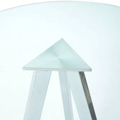 Modern Kitchen Glass dining table ROUND Tempered Glass BAR Table top, BAR Table Metal, electroplated set of 1