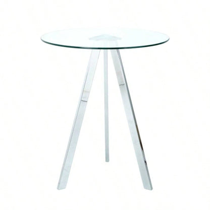 Modern Kitchen Glass dining table ROUND Tempered Glass BAR Table top, BAR Table Metal, electroplated set of 1