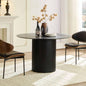 17.71 inch Round Fluted Side Table Circle Small Accent Table Living Room Mid Circle Bedside Table Bedroom Oak