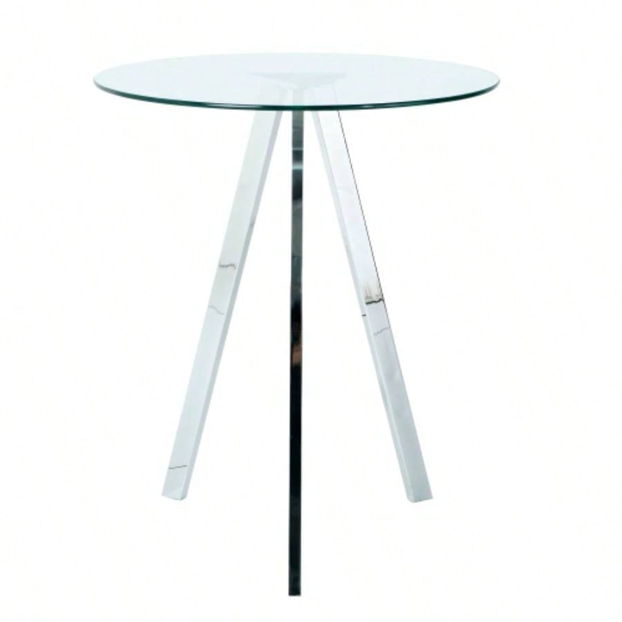 Modern Kitchen Glass dining table ROUND Tempered Glass BAR Table top, BAR Table Metal, electroplated set of 1