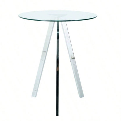 Modern Kitchen Glass dining table ROUND Tempered Glass BAR Table top, BAR Table Metal, electroplated set of 1