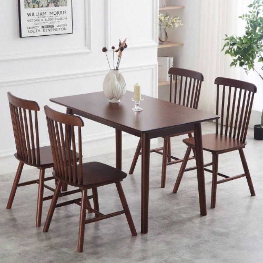 47 - inch dining table Walnut color solid wood kitchen table Dining table suitable small space kitchenette table modern home furniture