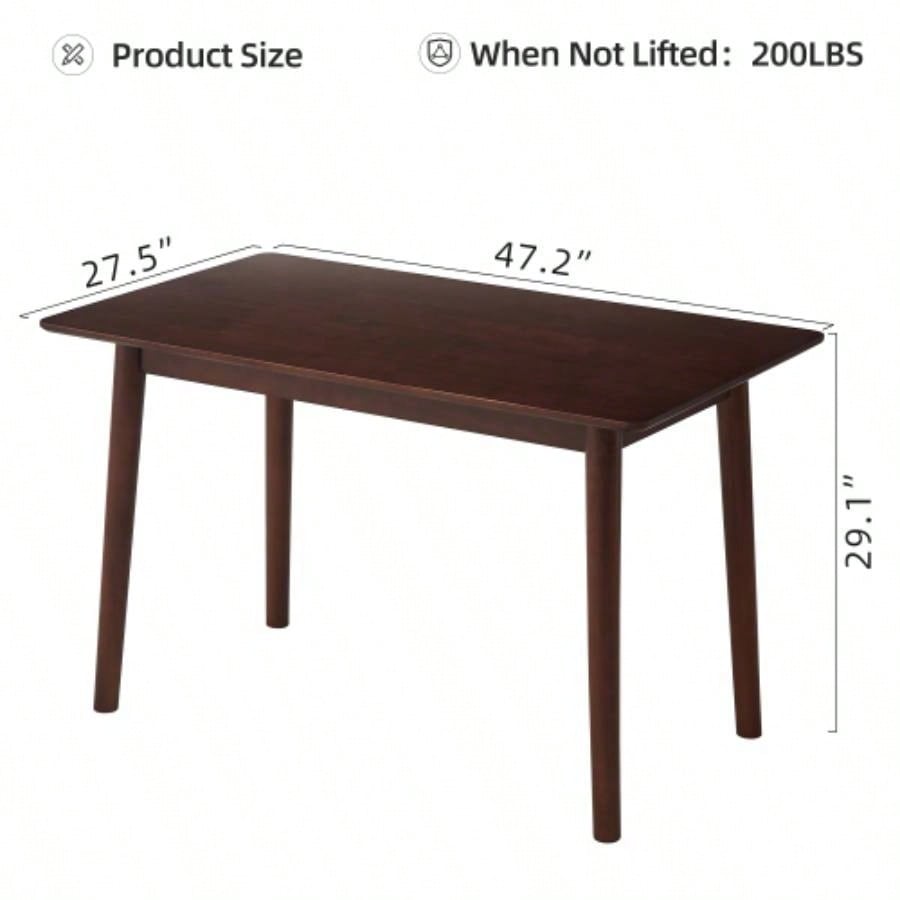 47 - inch dining table Walnut color solid wood kitchen table Dining table suitable small space kitchenette table modern home furniture