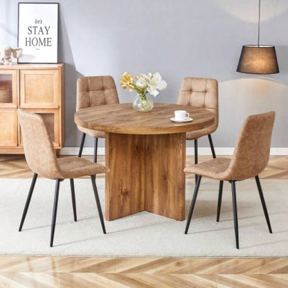 Round Dining Table 4 - 6, 42 Inch Modern Kitchen Table Small Dinner Table MDF Kitchen Dinning Table Cafe Restaurant Wine Bar Home Office Conference