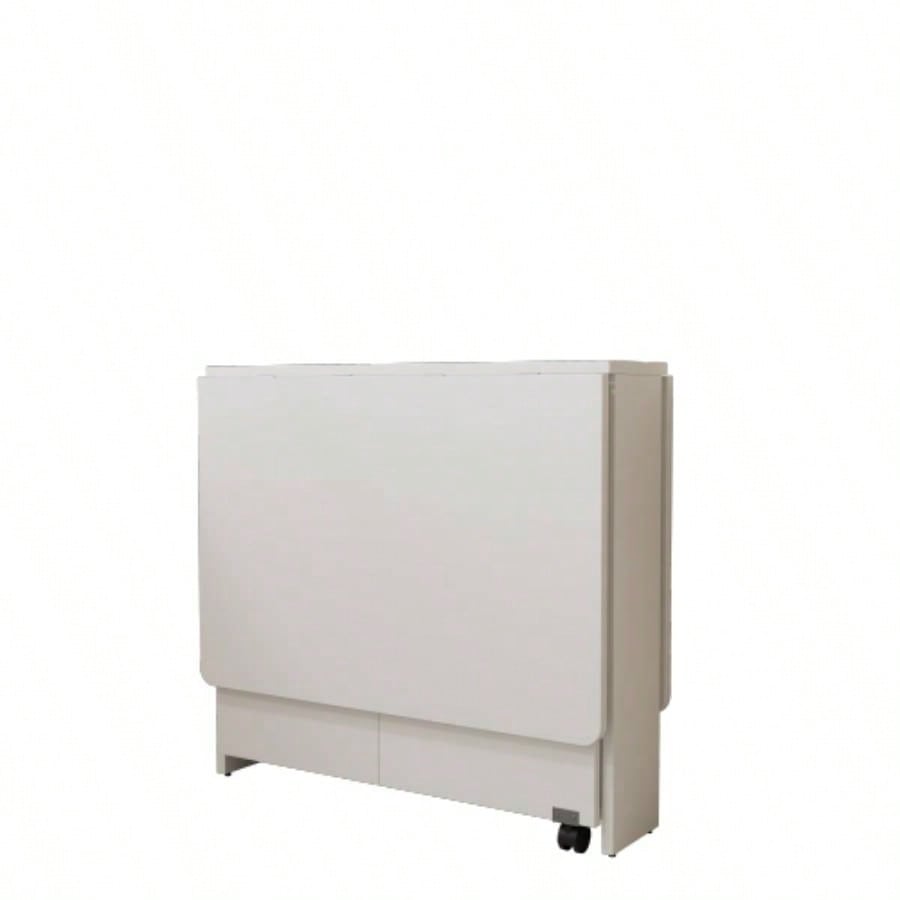 Fully unfolded 51.18 inches white foldable table, suitable small family table or display table convenient, home simple long table, simple and lightweight