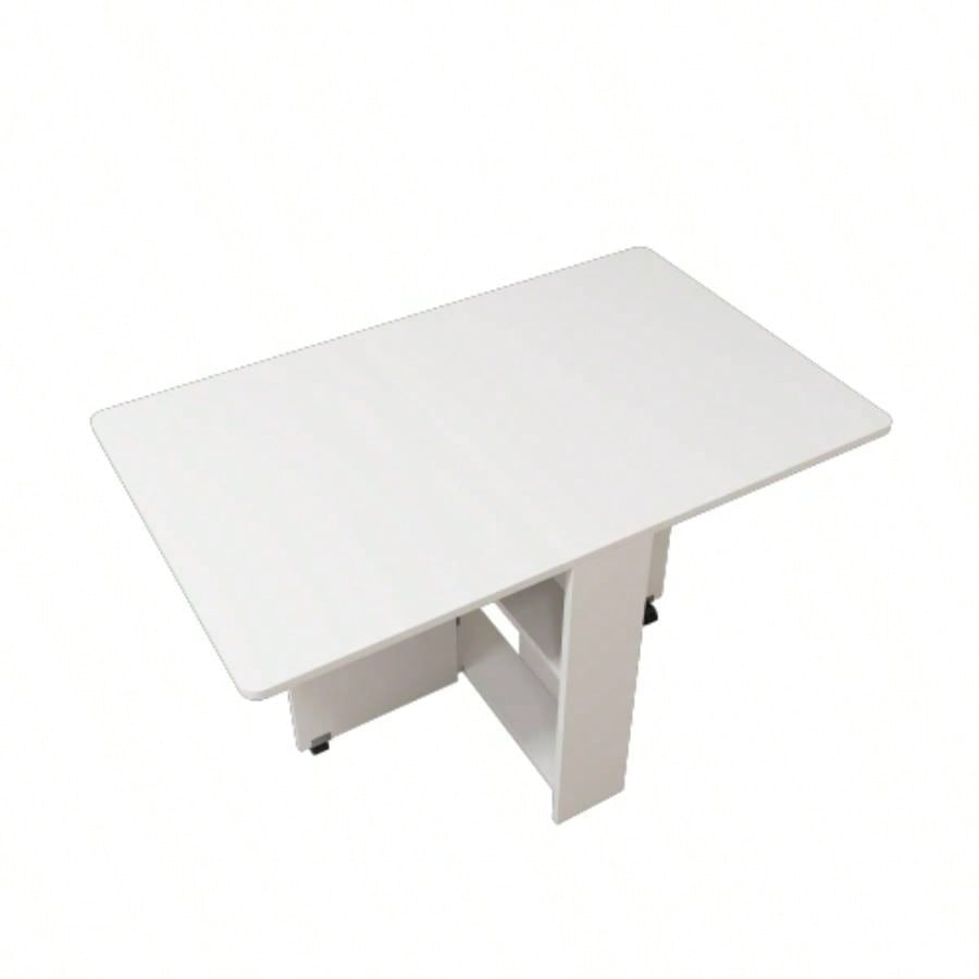 Fully unfolded 51.18 inches white foldable table, suitable small family table or display table convenient, home simple long table, simple and lightweight