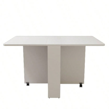 Fully unfolded 51.18 inches white foldable table, suitable small family table or display table convenient, home simple long table, simple and lightweight