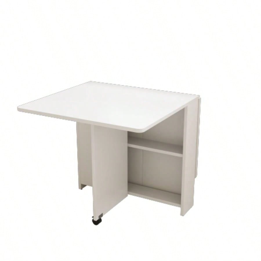 Fully unfolded 51.18 inches white foldable table, suitable small family table or display table convenient, home simple long table, simple and lightweight
