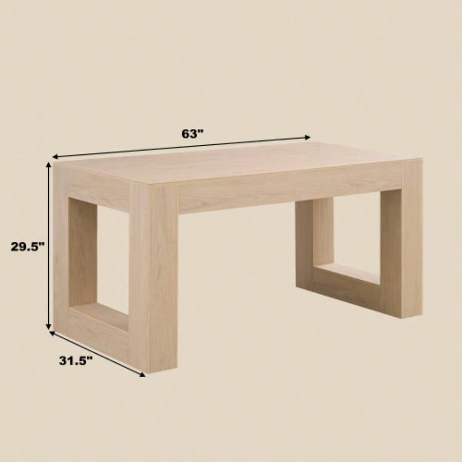Farmhouse Kitchen Dining Table 4 - 6 People, Rectangular Dining Table Dining Room, Living Room, Kitchen with Sturdy Wood Farmhouse Full MDF Trim, Easy Assembly