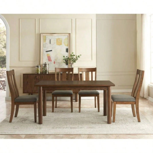 60 Rectangular Dining Table 6 Person, Retro Kitchen Table, Wooden Dinner Room Table with Solid Wood Home Kitchen Restaurant Living Room, Ultra Easy to Assemble